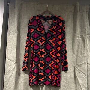 Analili Bold Geometric Mini Dress - Black, Red, Pink